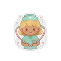 Kawaii Nurse Sticker (Waterproof UV DTF) – Blonde Hair / Medium Skin
