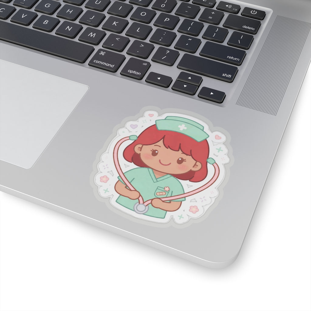 Kawaii Nurse Sticker – Red Hair / Medium Skin