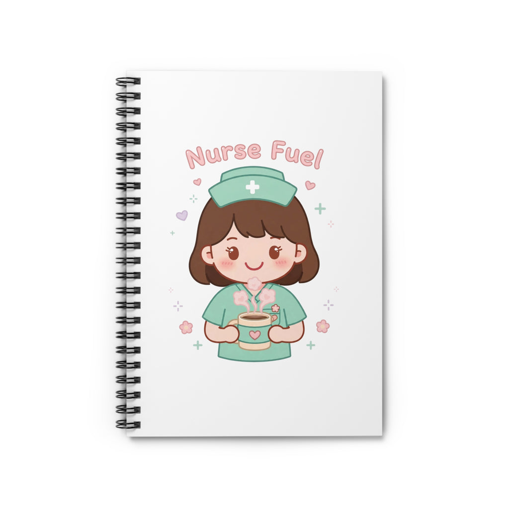 Nurse Fuel Spiral Notebook – Ruled – Brown Hair / Fair Skin