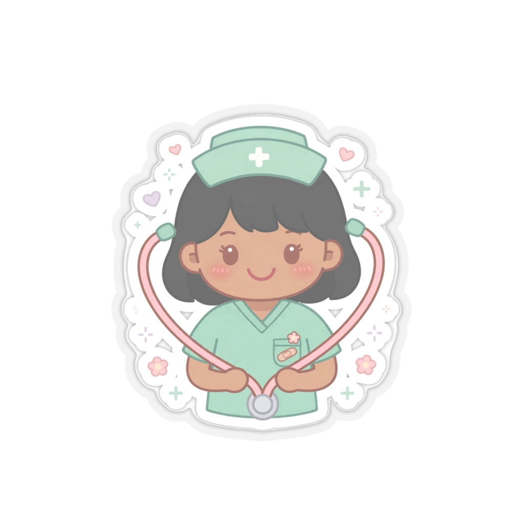 Kawaii Nurse Sticker – Black Hair / Medium Skin