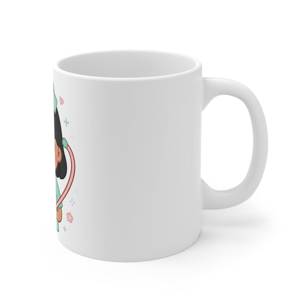Kawaii Nurse Mug – 11oz (Black hair / Medium skin)