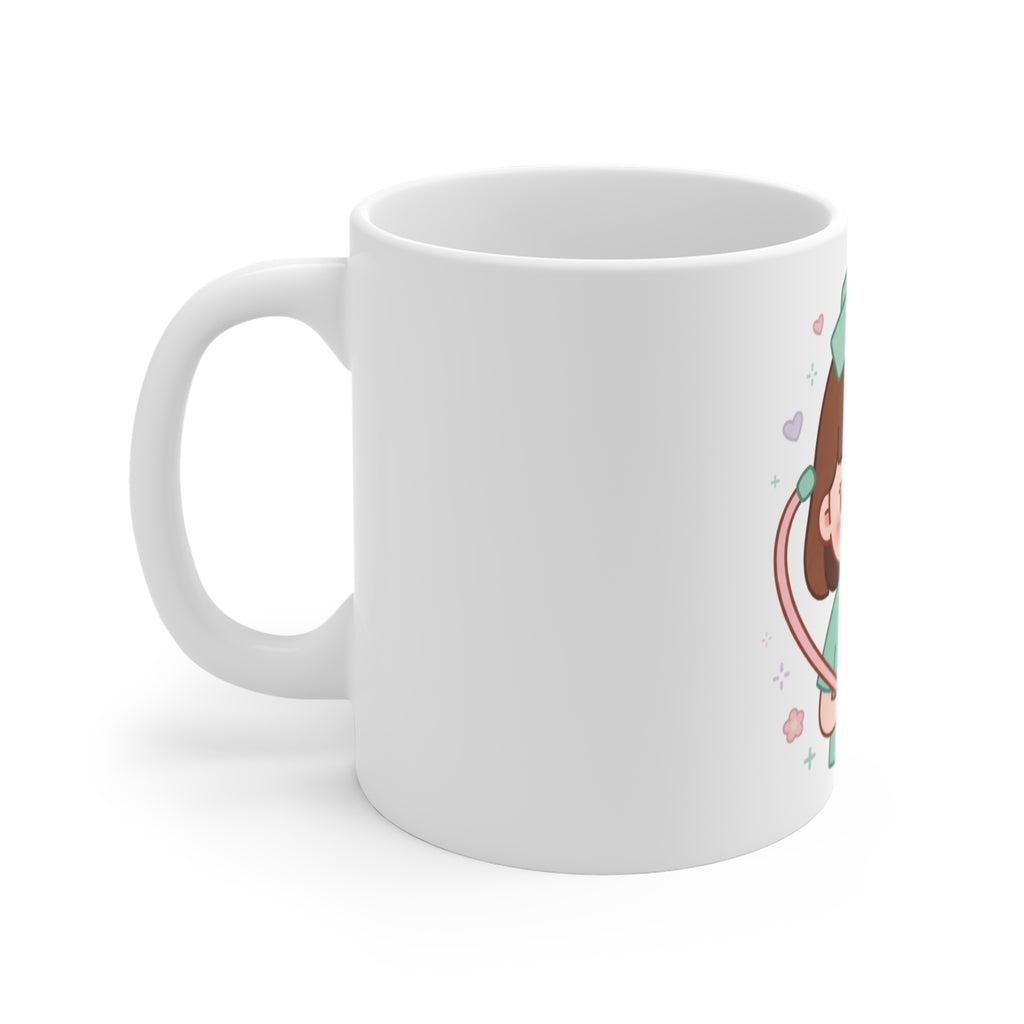 Kawaii Nurse Mug – 11oz (Brown hair / Fair skin)