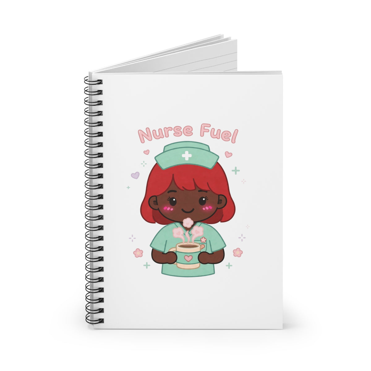 Nurse Fuel Spiral Notebook – Ruled – Red Hair / Deep Skin