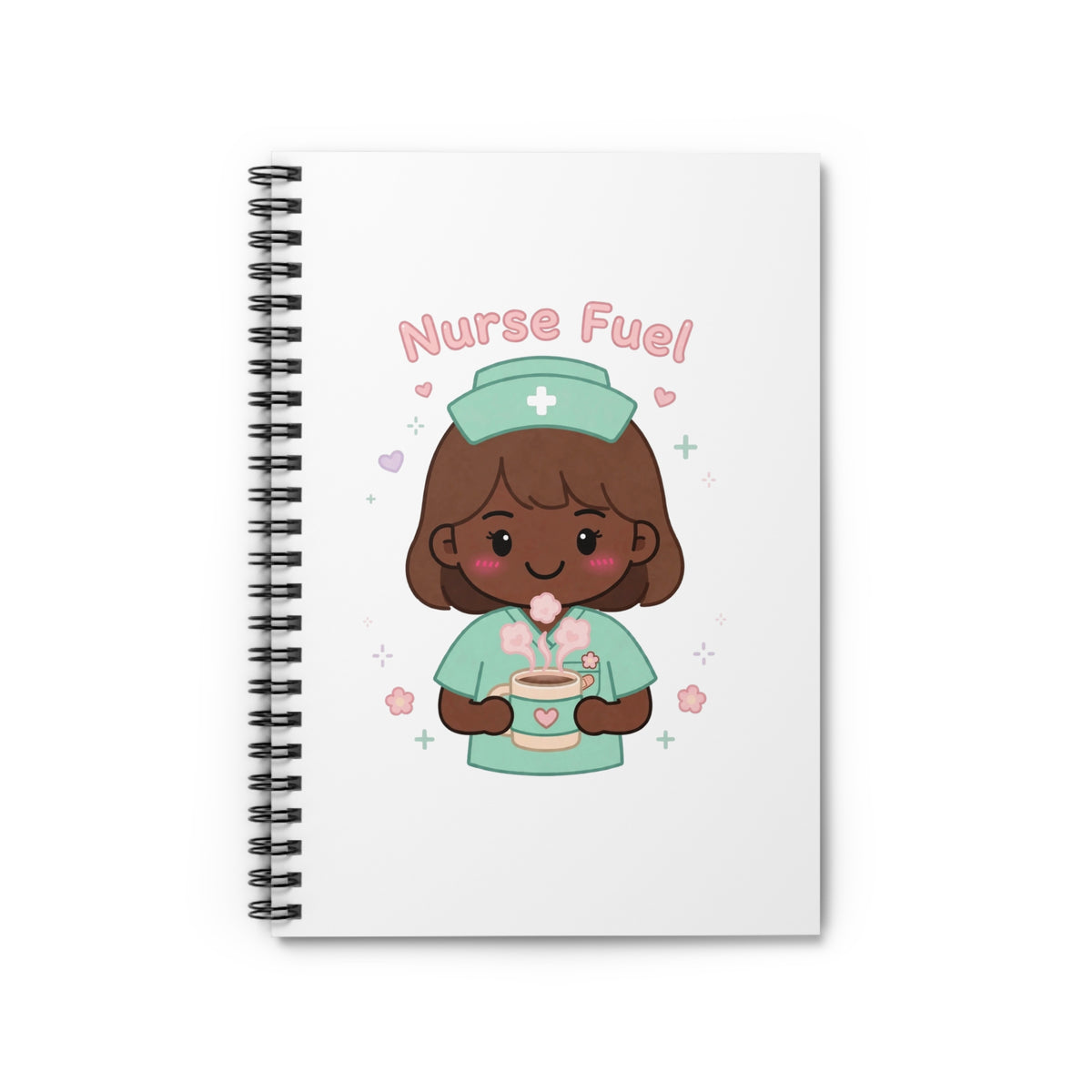Nurse Fuel Spiral Notebook – Ruled – Brown Hair / Deep Skin