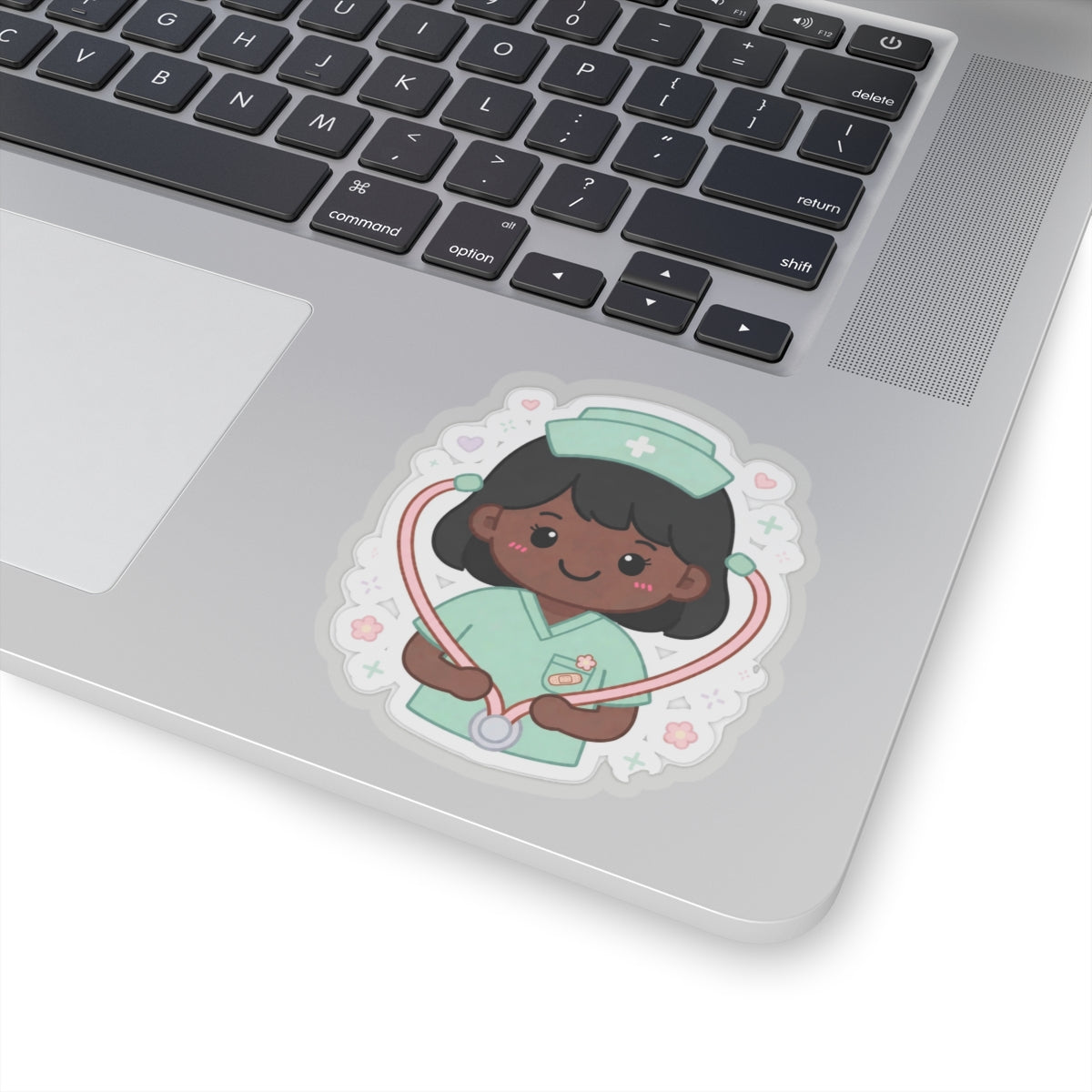 Kawaii Nurse Sticker – Black Hair / Deep Skin