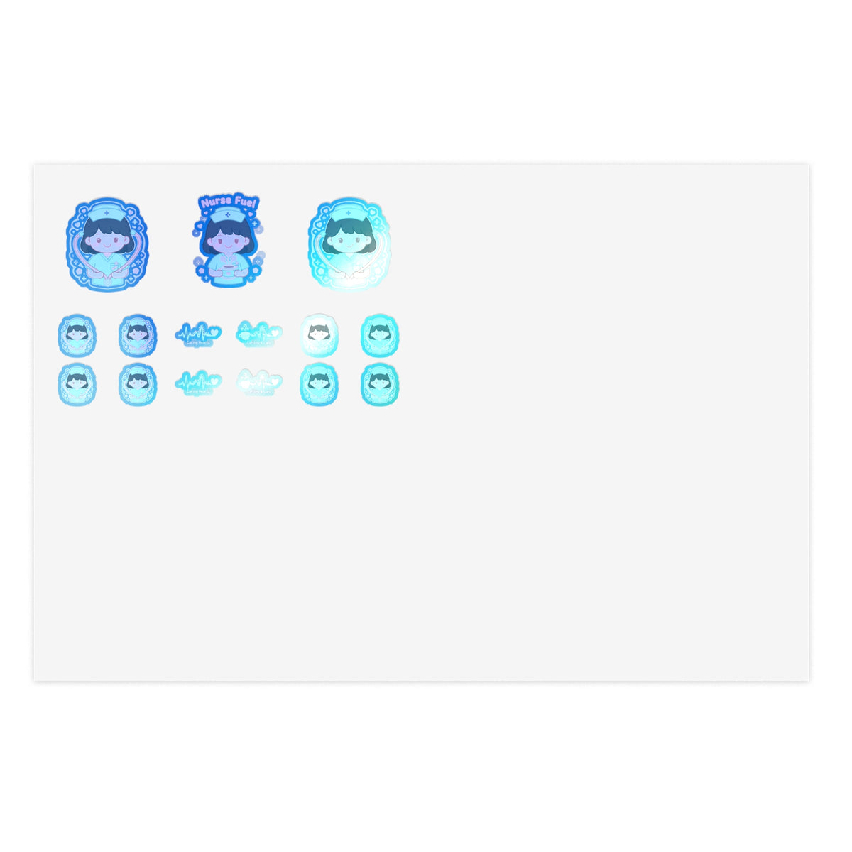 Kawaii Nurse Sticker Sheet - Black Hair / Fair Skin