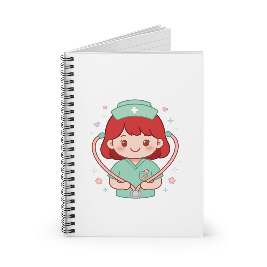 Kawaii Nurse Spiral Notebook – Ruled – Red Hair / Fair Skin