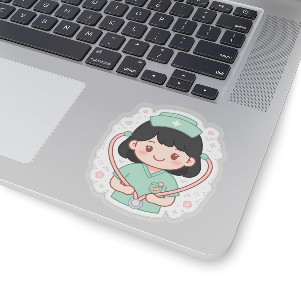 Kawaii Nurse Sticker – Black Hair / Fair Skin