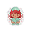 Kawaii Nurse Sticker (Waterproof UV DTF) – Red Hair / Medium Skin