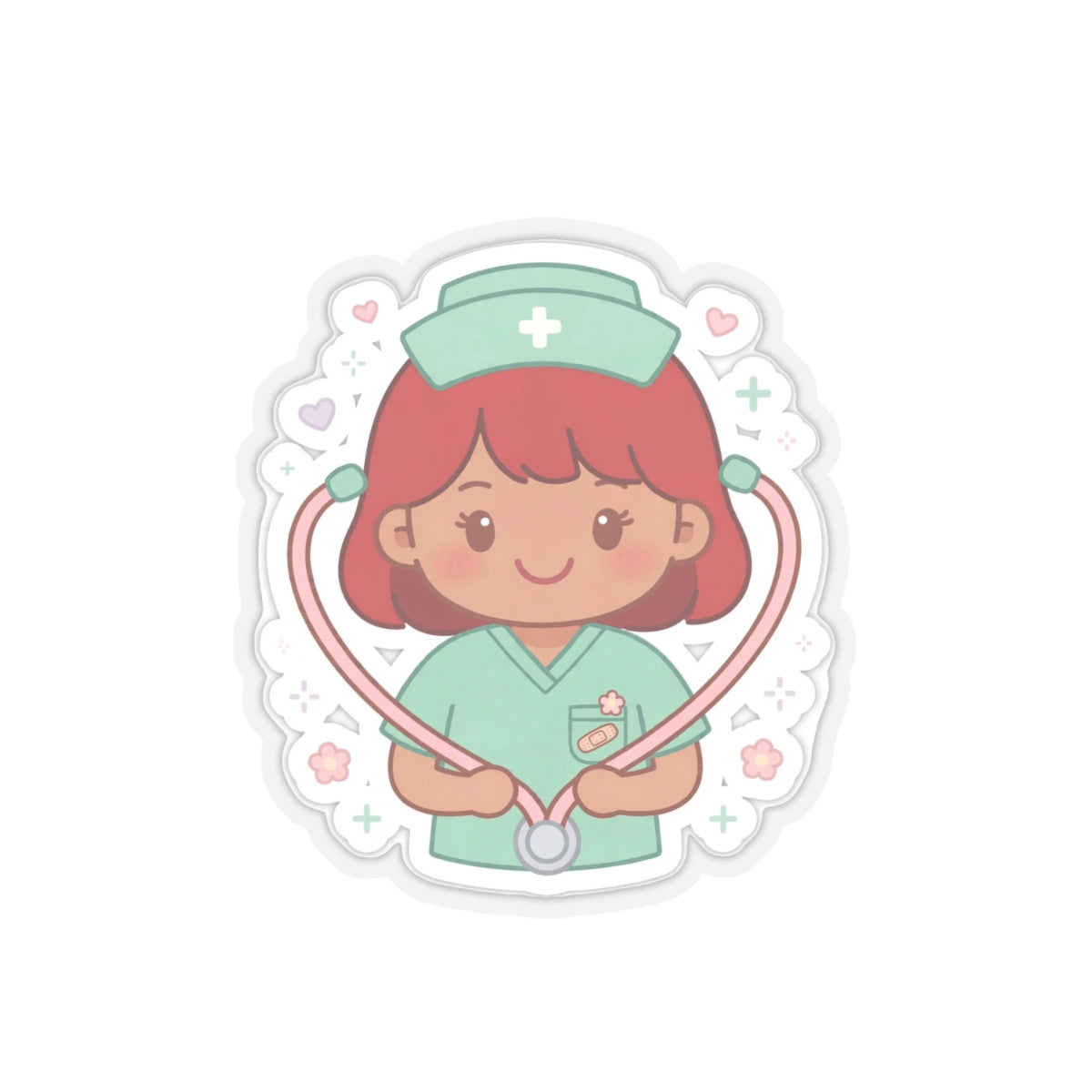 Kawaii Nurse Sticker – Red Hair / Medium Skin