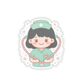 Kawaii Nurse Sticker – Black Hair / Fair Skin