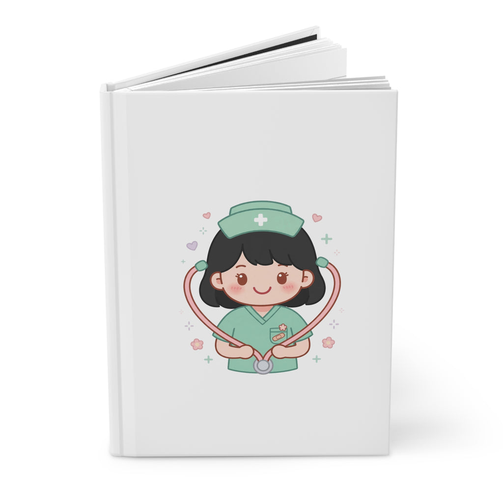 Kawaii Nurse Hardcover Journal – Black Hair / Fair Skin