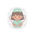 Kawaii Nurse Sticker – Brown Hair / Medium Skin