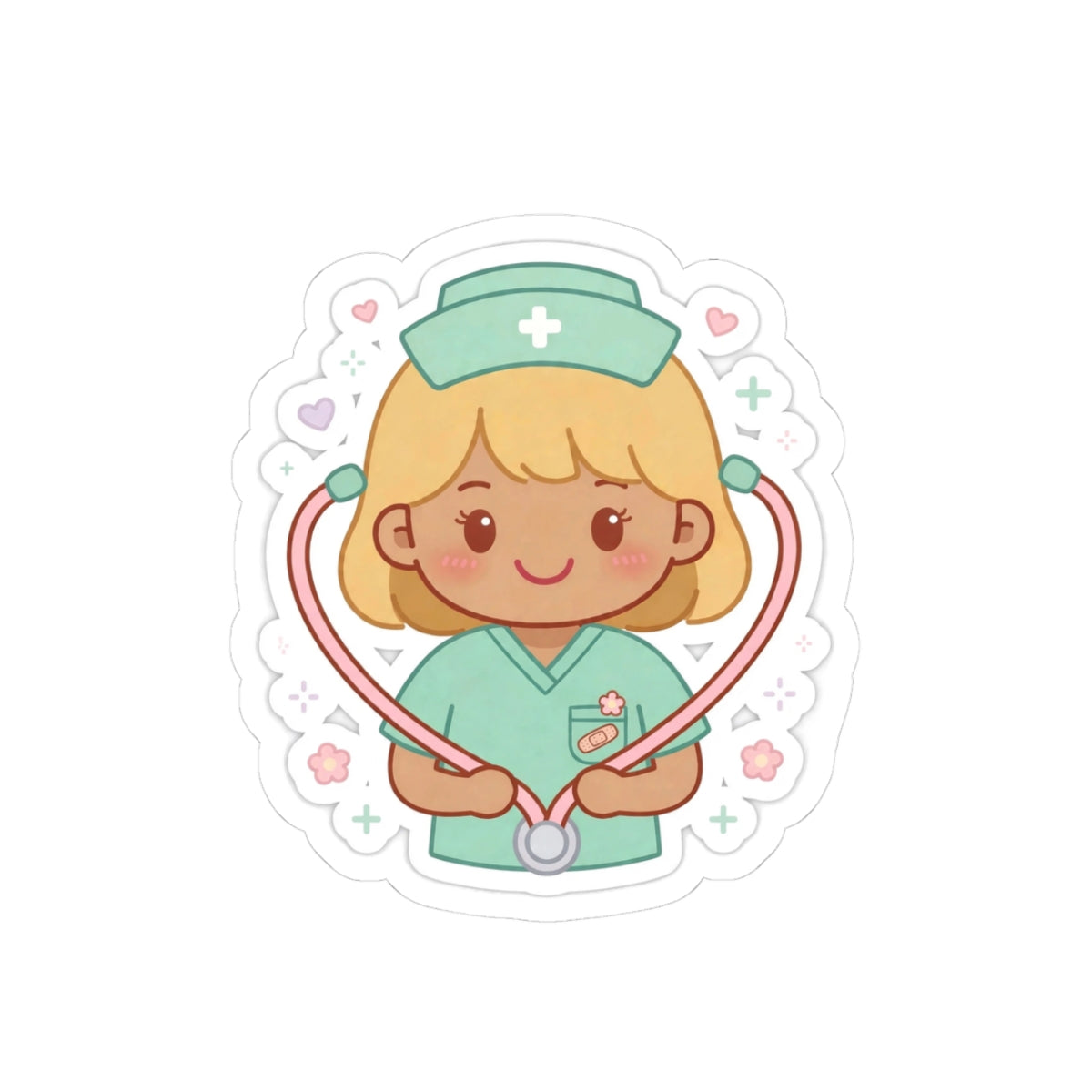 Kawaii Nurse Sticker – Blonde Hair / Medium Skin