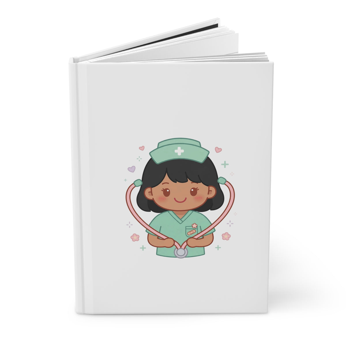 Kawaii Nurse Hardcover Journal – Black Hair / Medium Skin