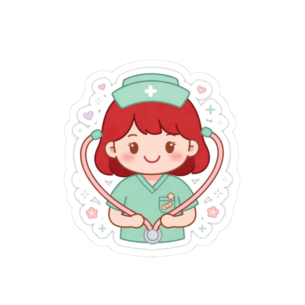 Kawaii Nurse Sticker – Red Hair / Fair Skin