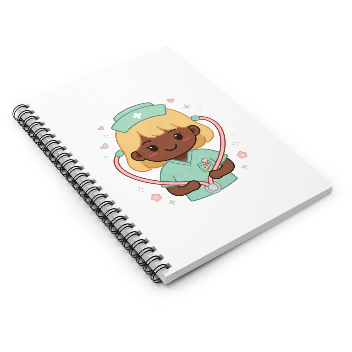 Kawaii Nurse Spiral Notebook – Ruled – Blonde Hair / Deep Skin