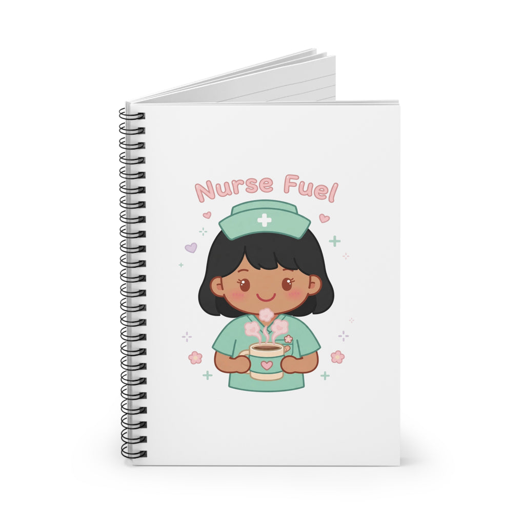 Nurse Fuel Spiral Notebook – Ruled – Black Hair / Medium Skin