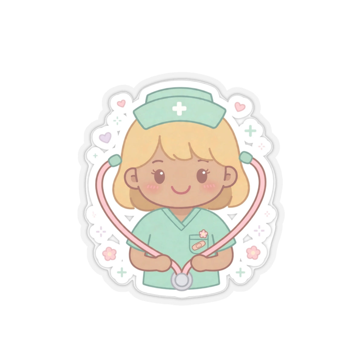 Kawaii Nurse Sticker – Blonde Hair / Medium Skin