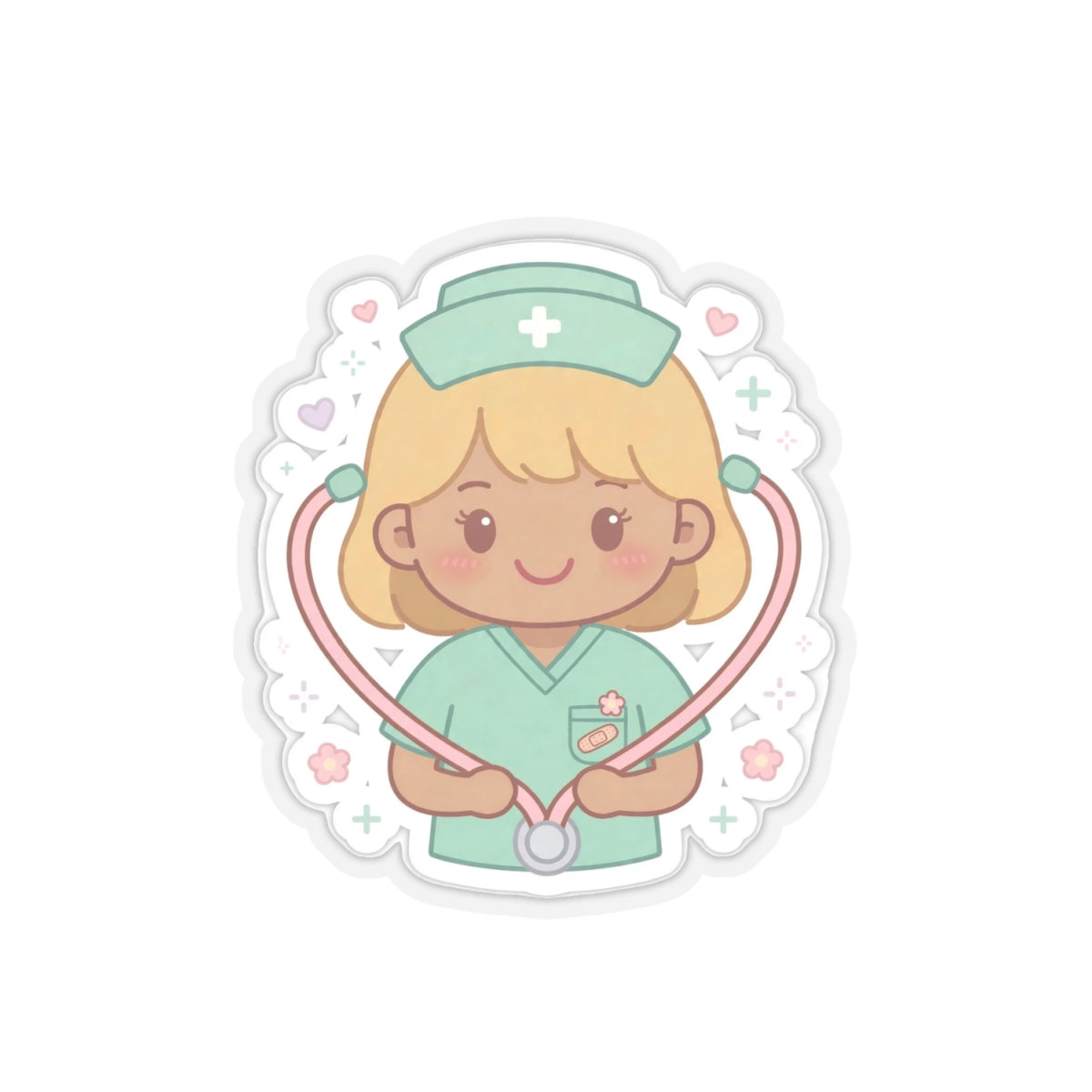 Kawaii Nurse Sticker – Blonde Hair / Medium Skin