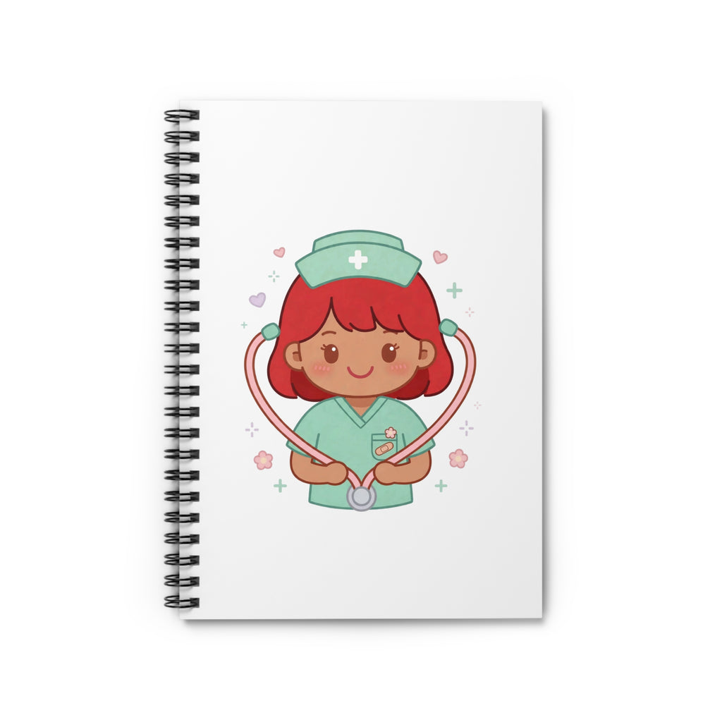 Kawaii Nurse Spiral Notebook – Ruled – Red Hair / Medium Skin
