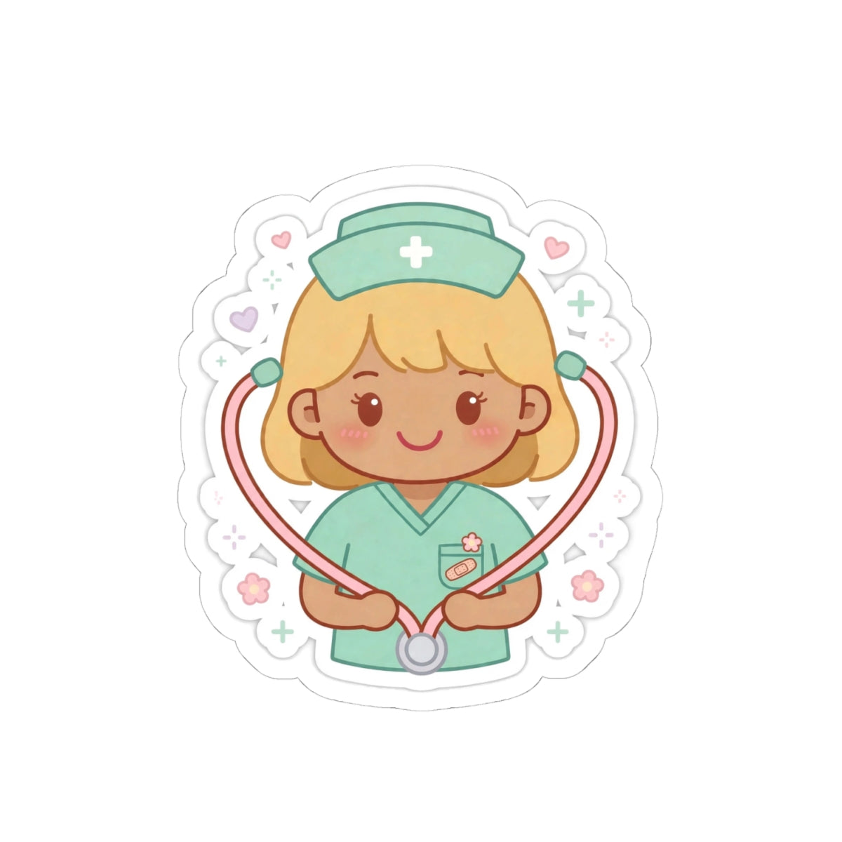 Kawaii Nurse Sticker – Blonde Hair / Medium Skin