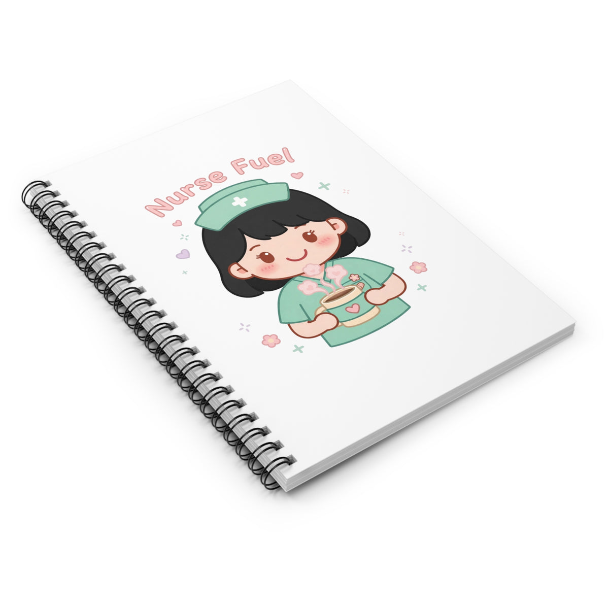 Nurse Fuel Spiral Notebook – Ruled – Black Hair / Fair Skin