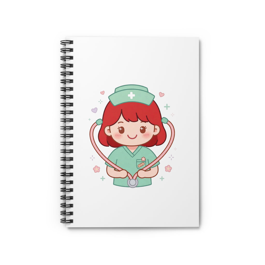 Kawaii Nurse Spiral Notebook – Ruled – Red Hair / Fair Skin