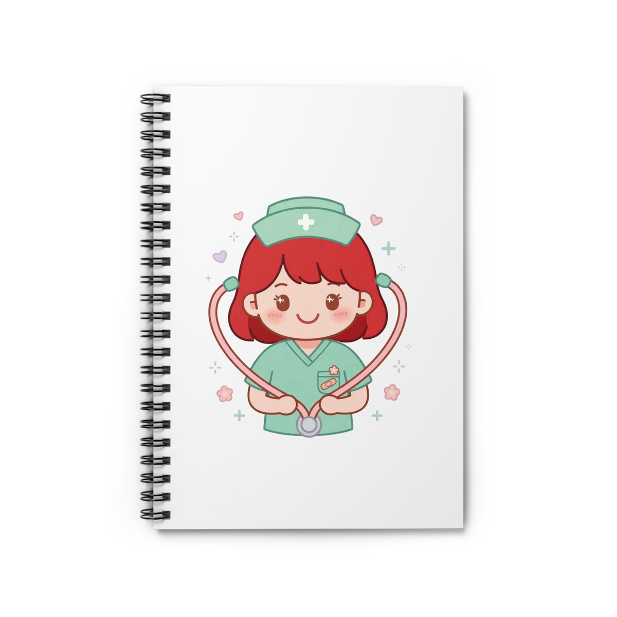 Kawaii Nurse Spiral Notebook – Ruled – Red Hair / Fair Skin