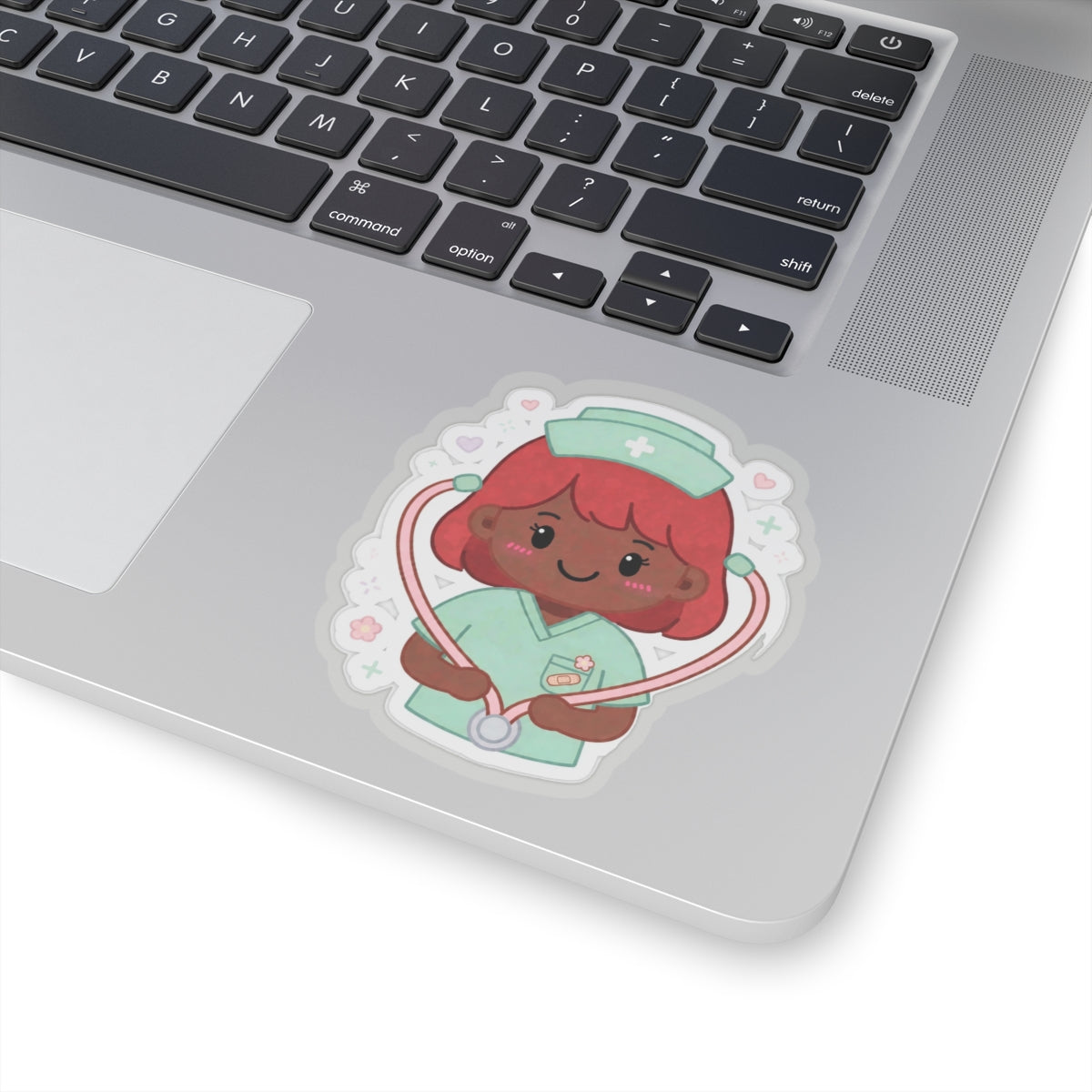 Kawaii Nurse Sticker – Red Hair / Deep Skin