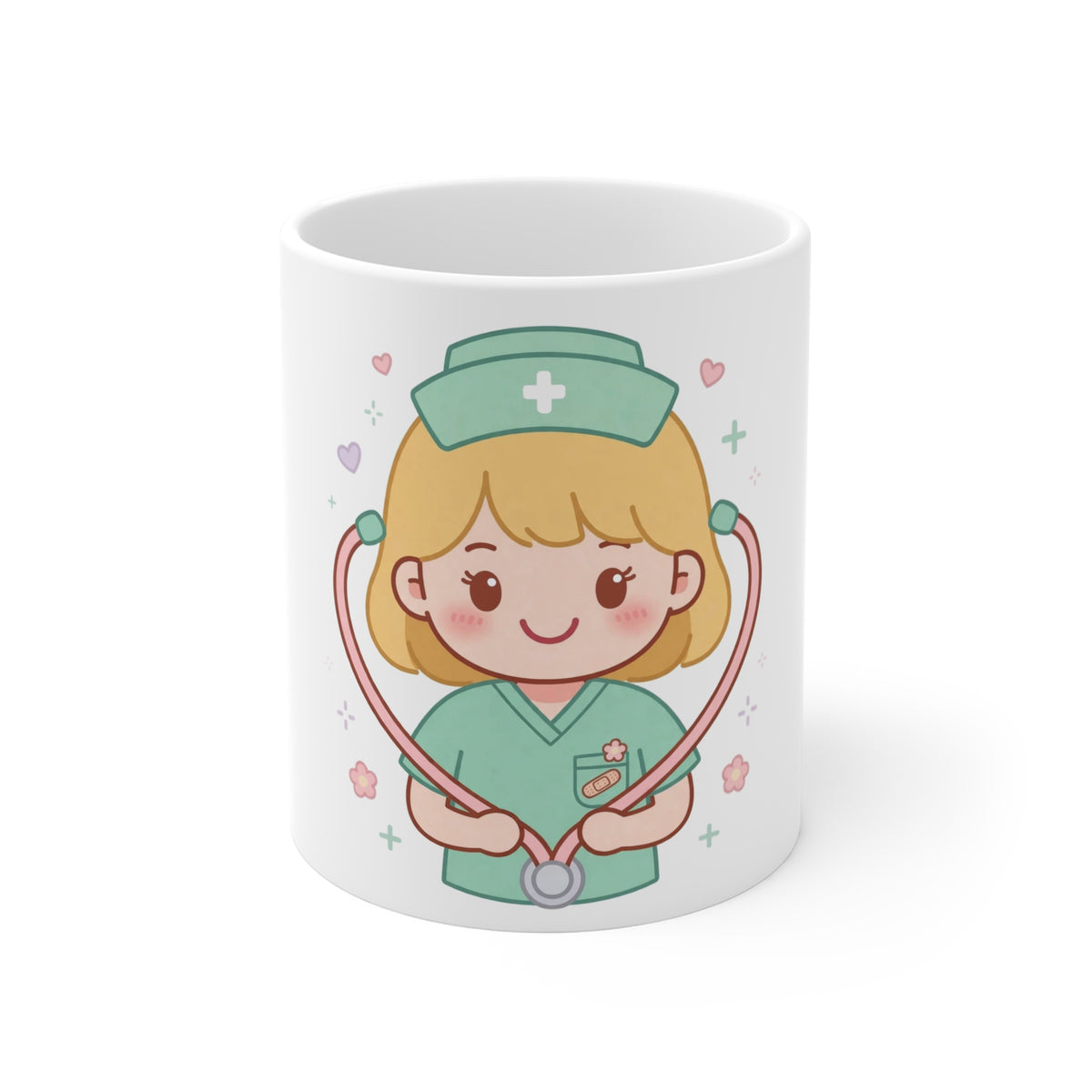 Kawaii Nurse Mug – 11oz (Blonde hair / Fair skin)