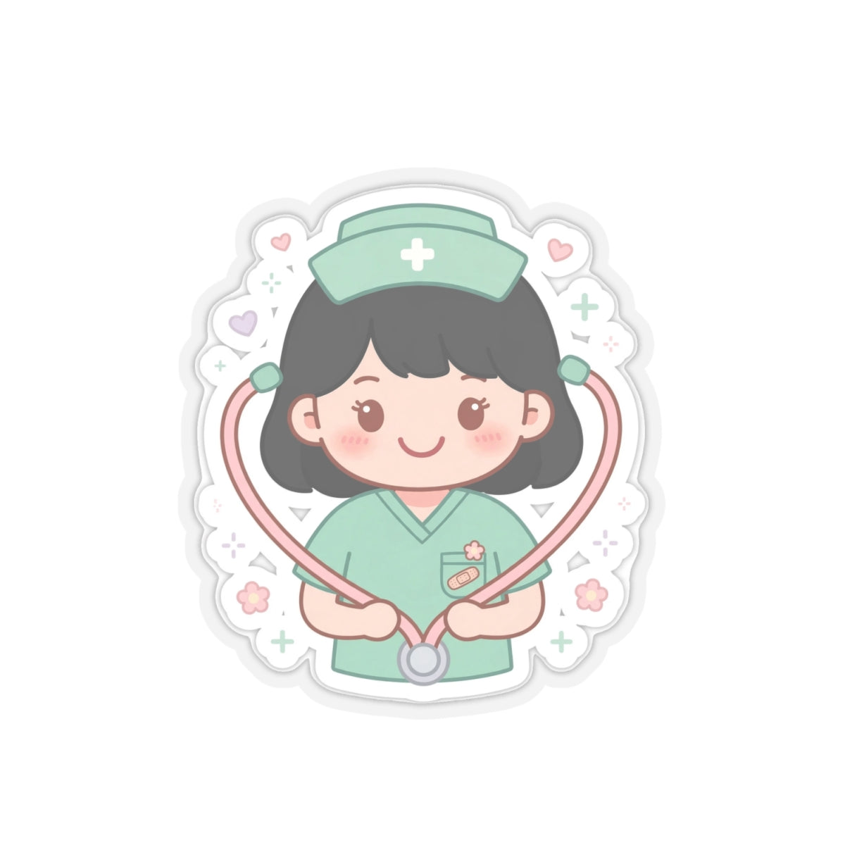 Kawaii Nurse Sticker – Black Hair / Fair Skin