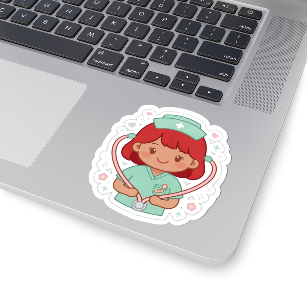 Kawaii Nurse Sticker – Red Hair / Medium Skin