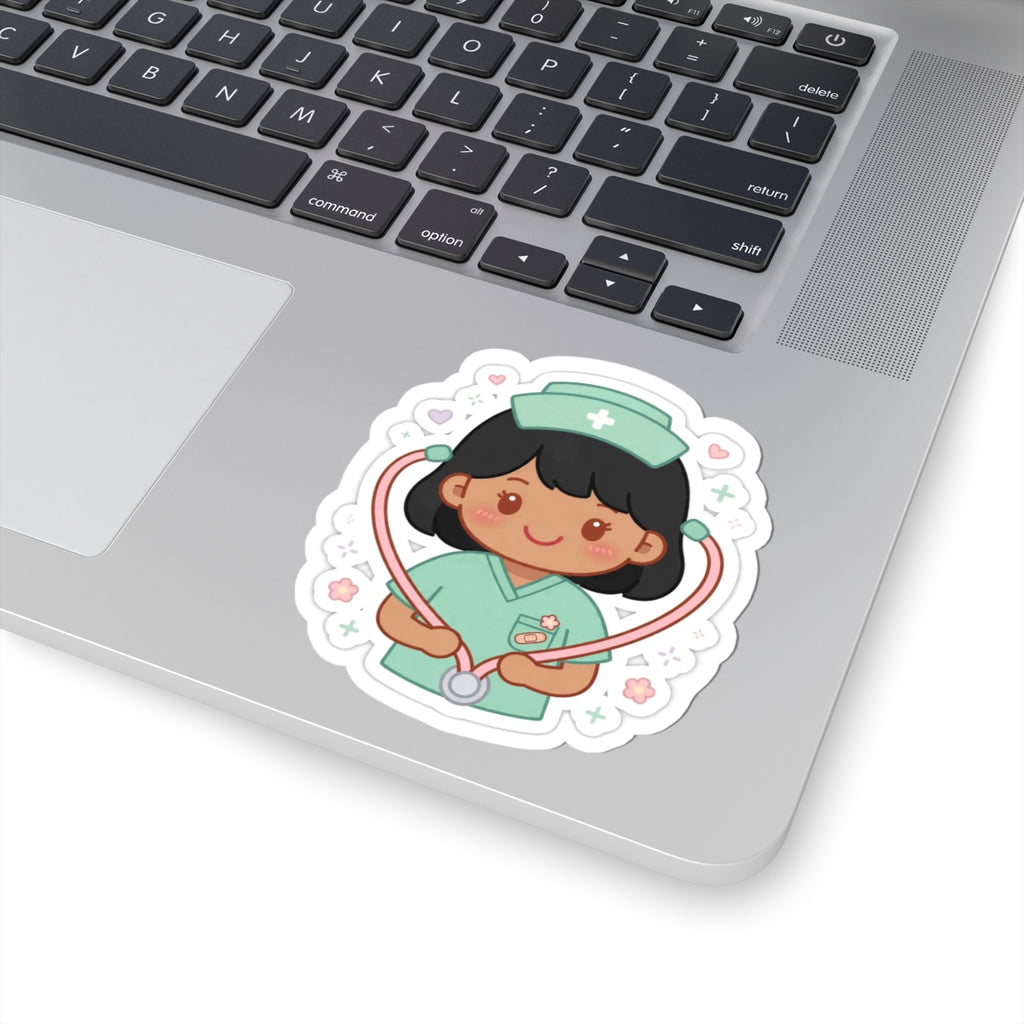 Kawaii Nurse Sticker – Black Hair / Medium Skin