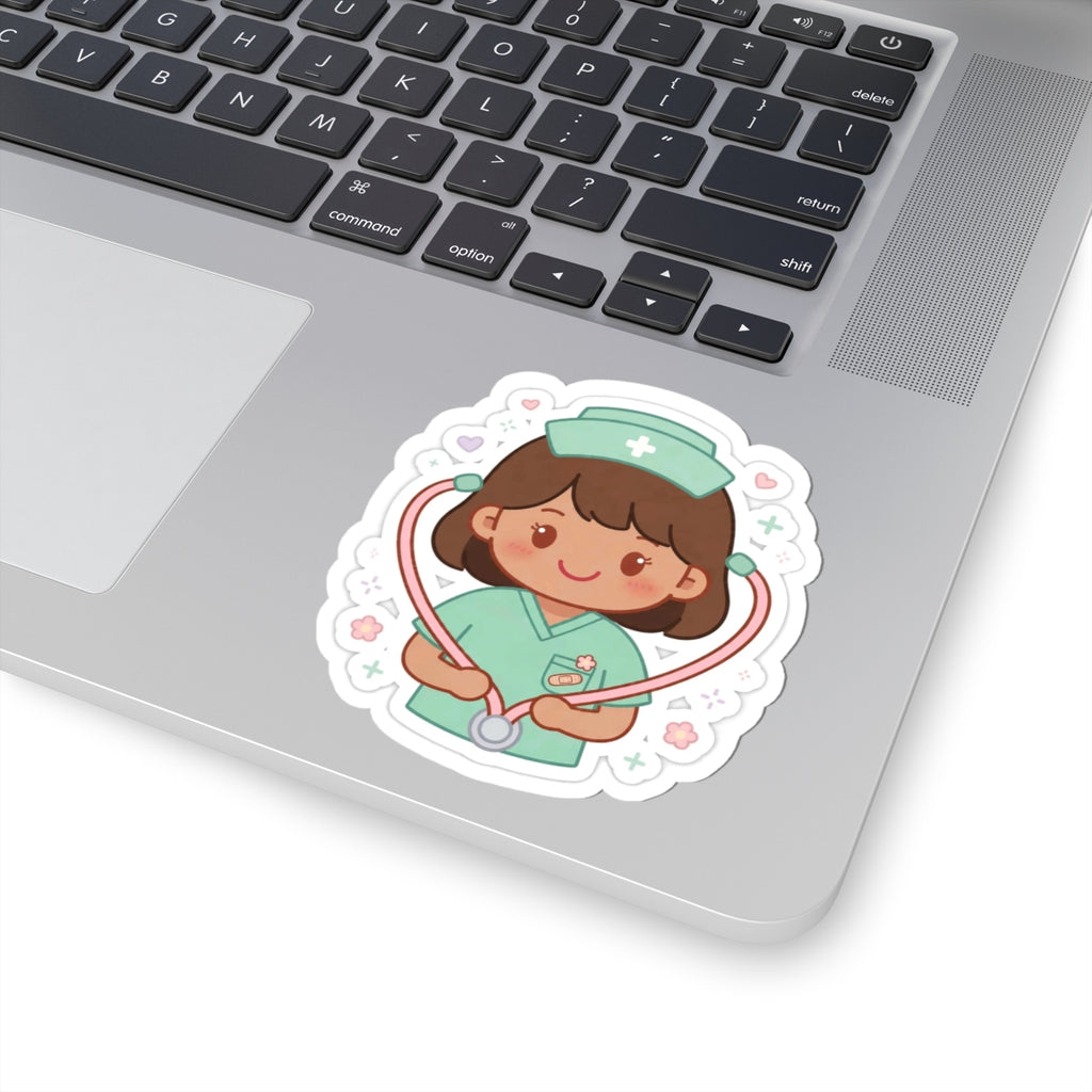 Kawaii Nurse Sticker – Brown Hair / Medium Skin