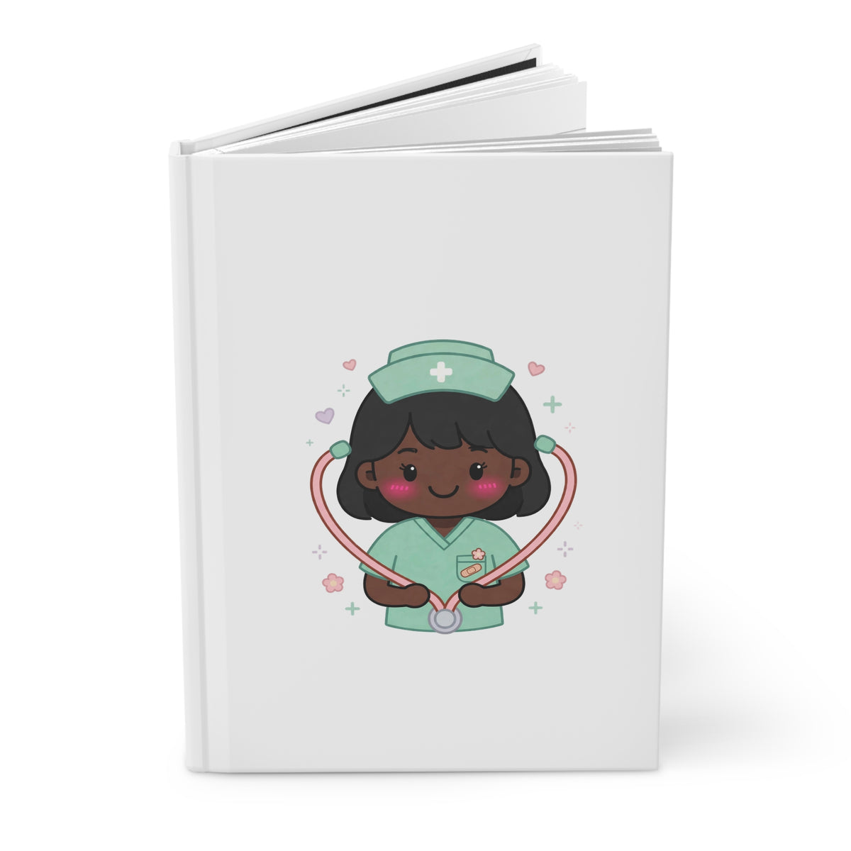 Kawaii Nurse Hardcover Journal – Black Hair / Deep Skin