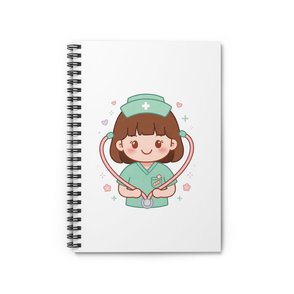 Kawaii Nurse Spiral Notebook – Ruled – Brown Hair / Fair Skin