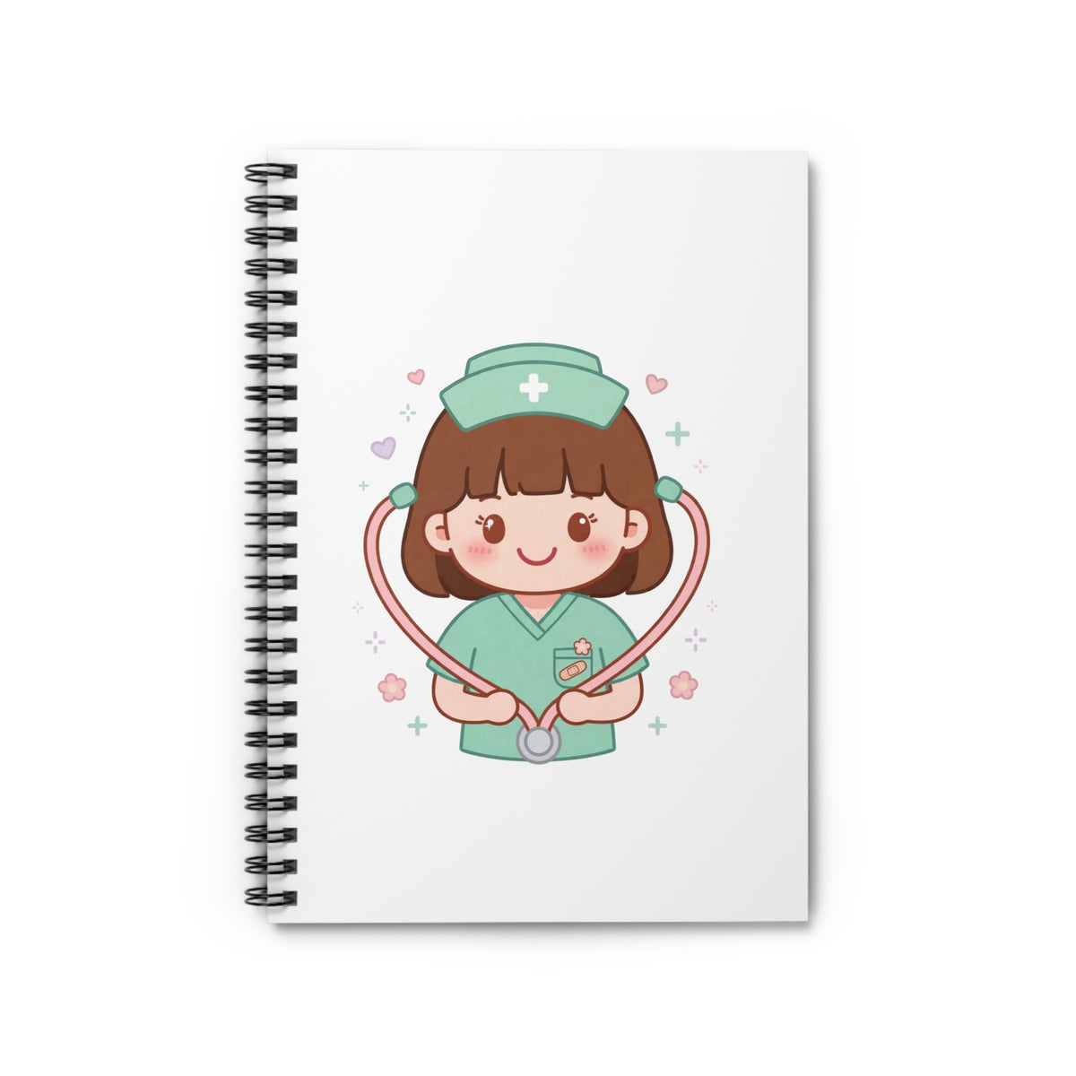 Kawaii Nurse Spiral Notebook – Ruled – Brown Hair / Fair Skin