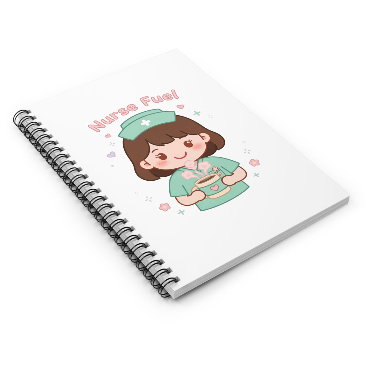 Nurse Fuel Spiral Notebook – Ruled – Brown Hair / Fair Skin