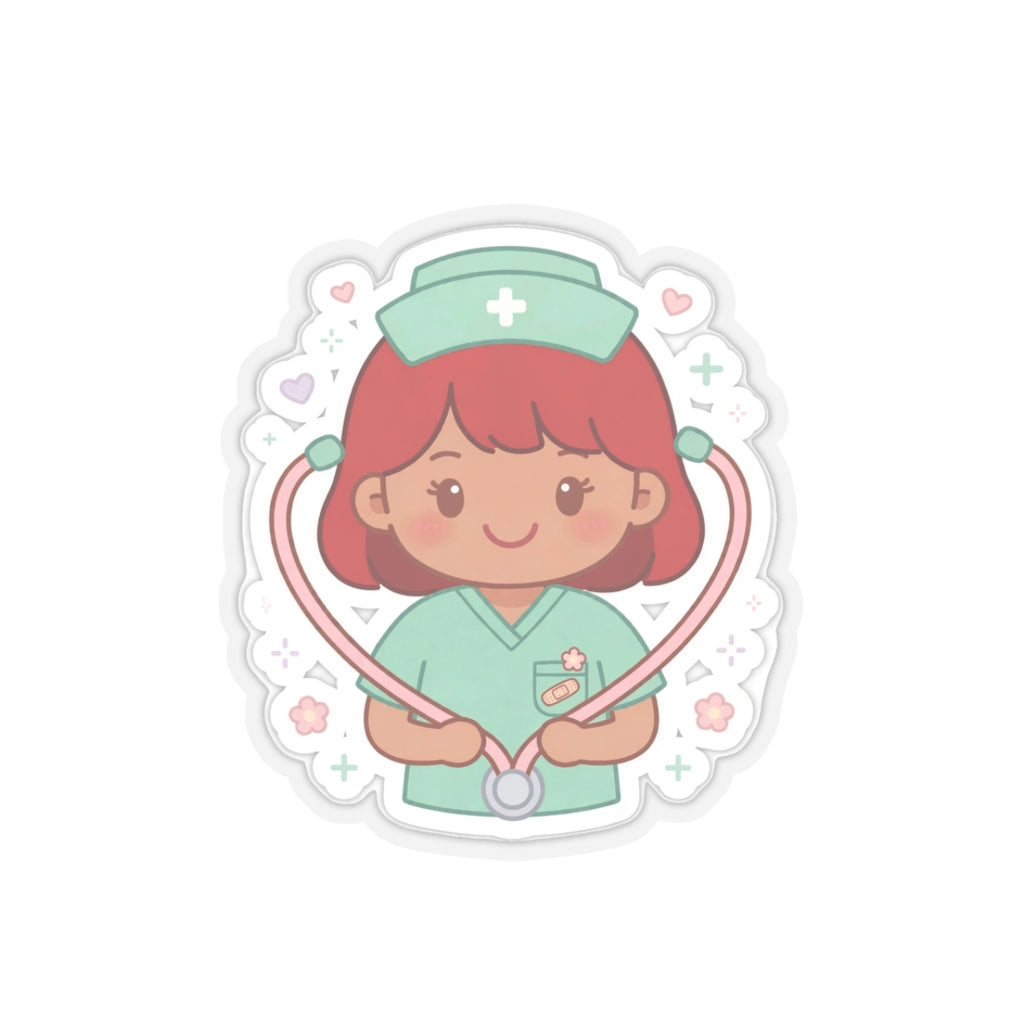 Kawaii Nurse Sticker – Red Hair / Medium Skin
