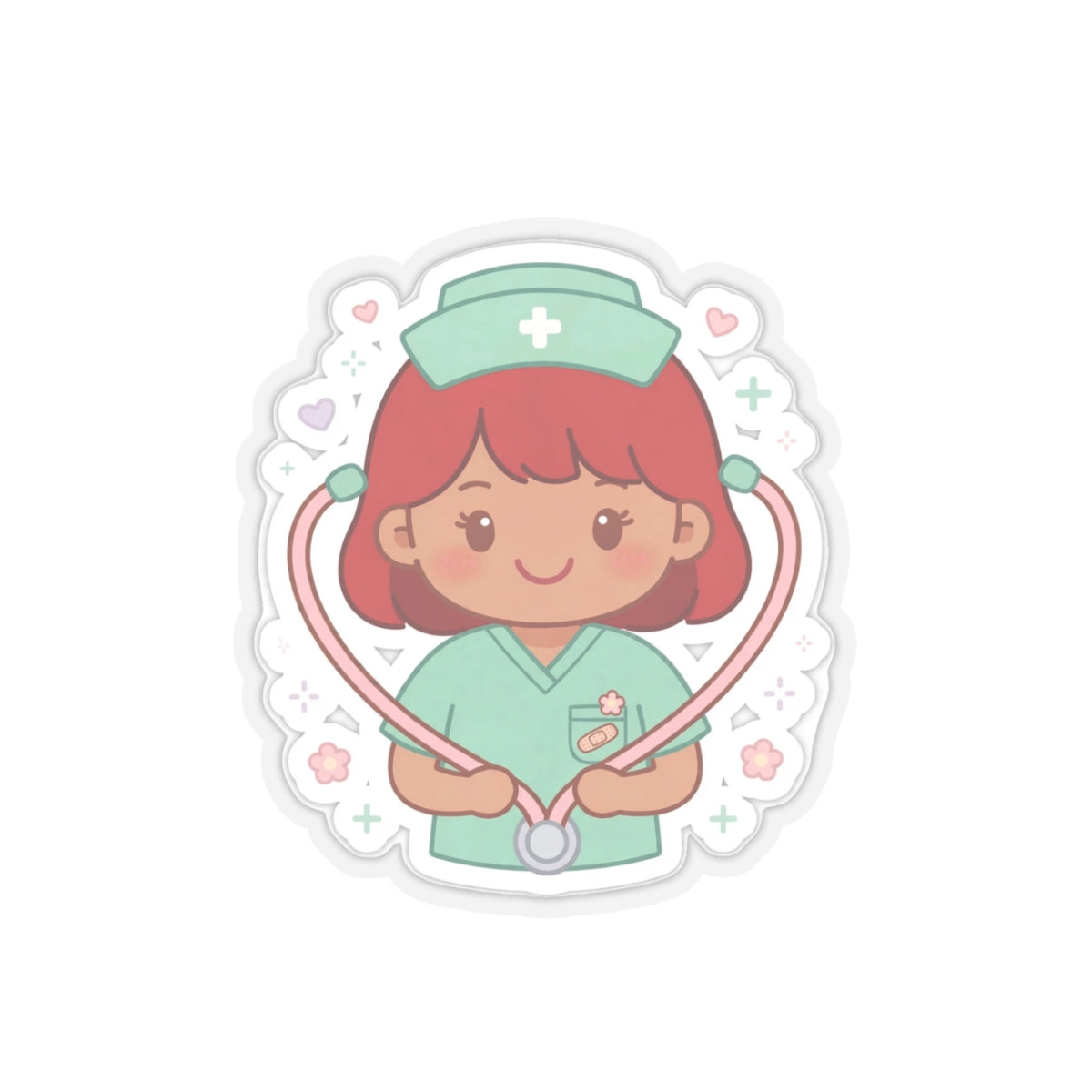 Kawaii Nurse Sticker – Red Hair / Medium Skin