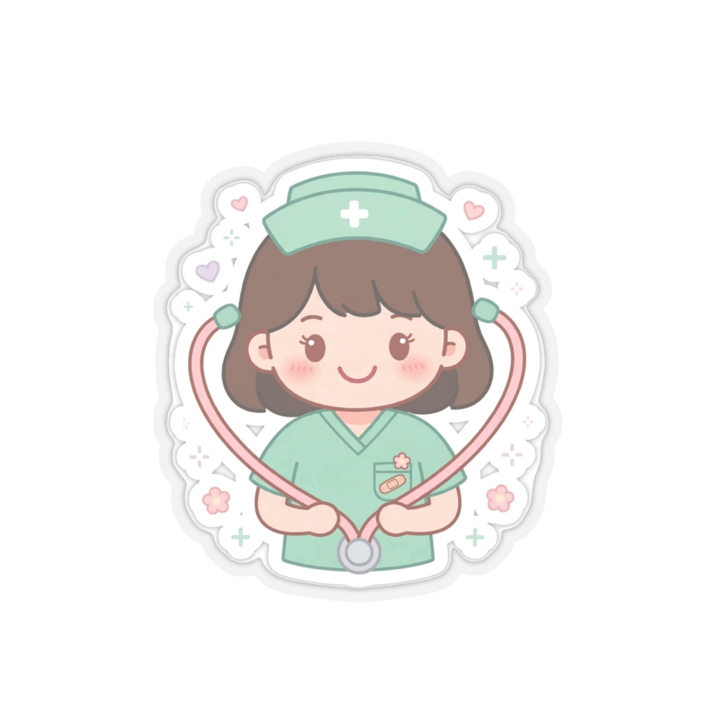 Kawaii Nurse Sticker – Brown Hair / Fair Skin