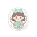 Kawaii Nurse Sticker – Brown Hair / Fair Skin