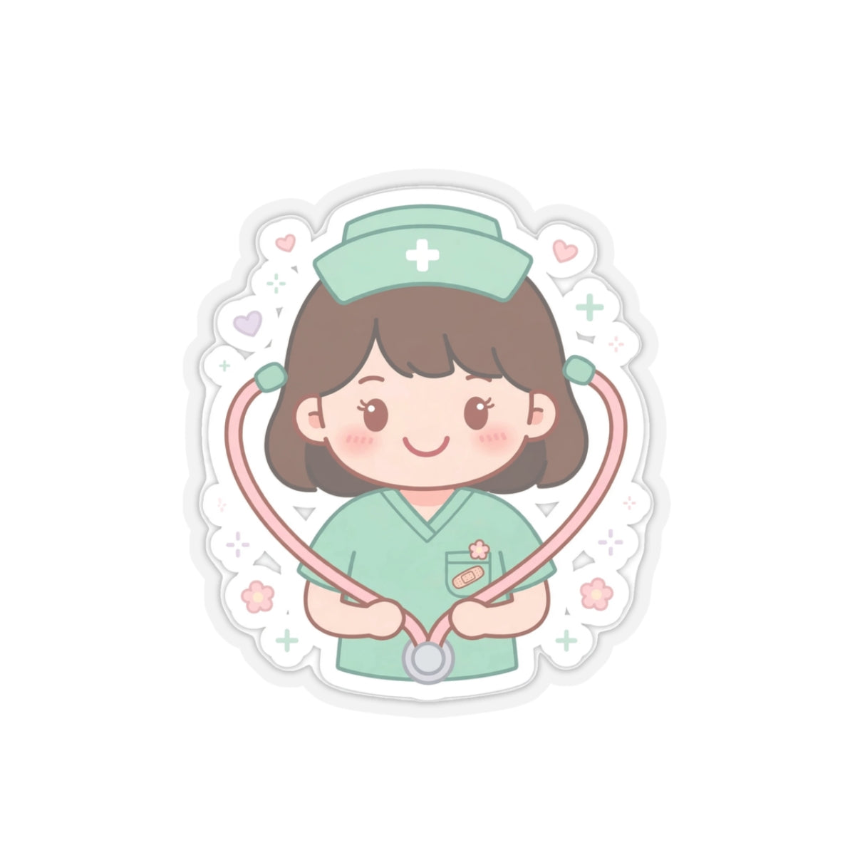 Kawaii Nurse Sticker – Brown Hair / Fair Skin