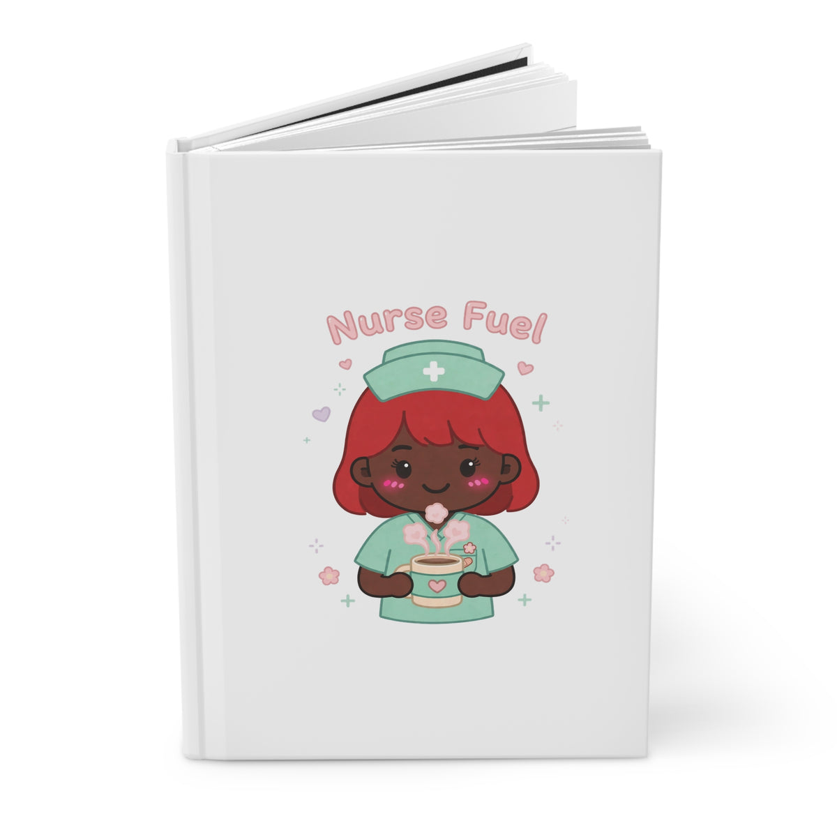 Nurse Fuel Hardcover Journal – Red Hair / Deep Skin