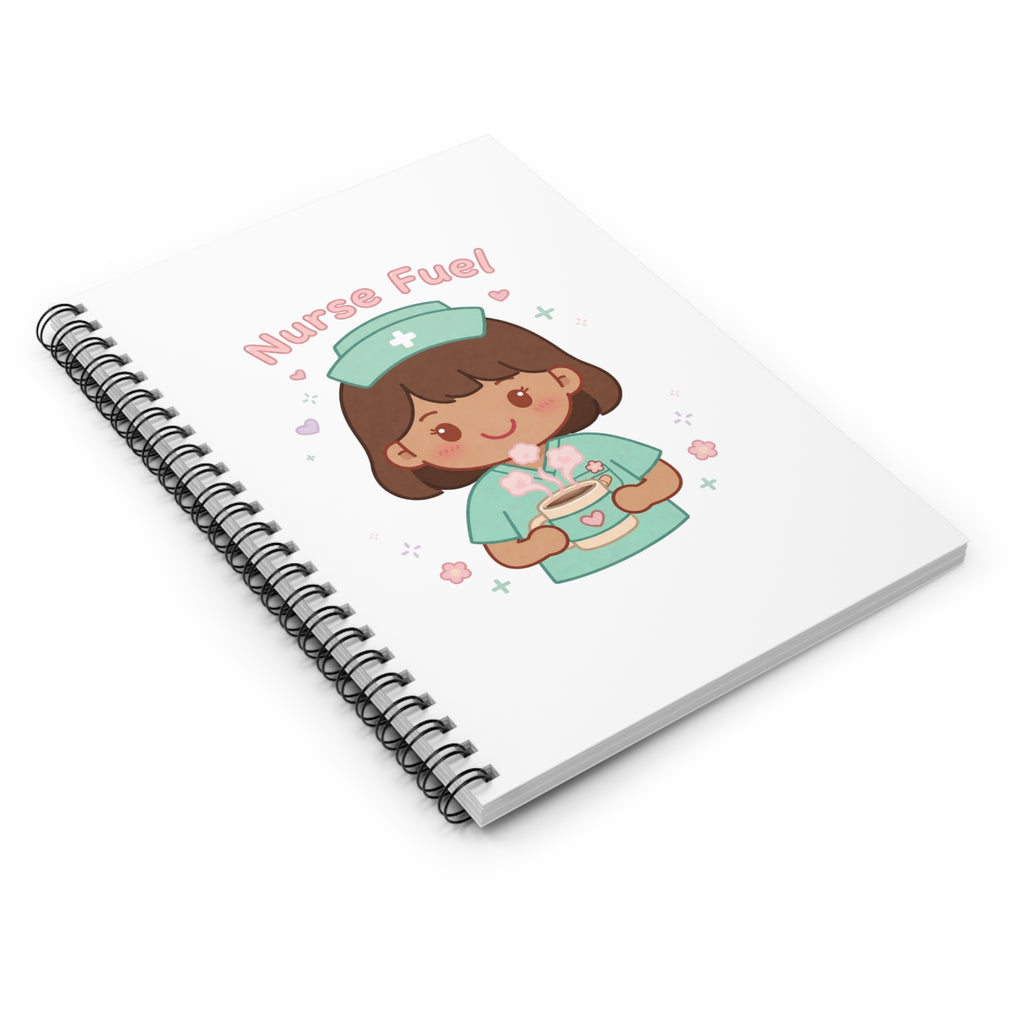 Nurse Fuel Spiral Notebook – Ruled – Brown Hair / Medium Skin