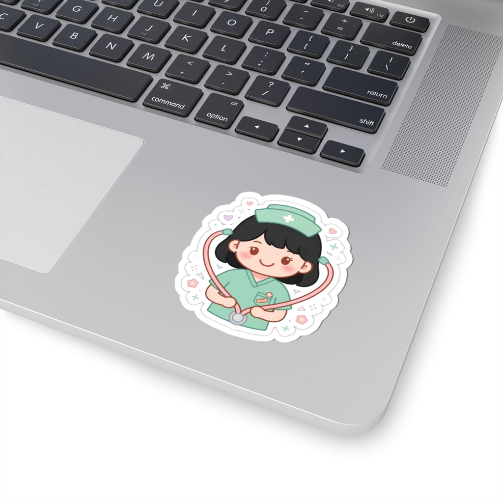 Kawaii Nurse Sticker – Black Hair / Fair Skin