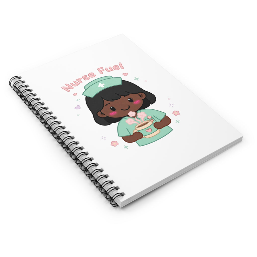Nurse Fuel Spiral Notebook – Ruled – Black Hair / Deep Skin