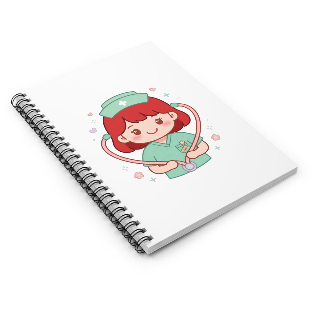 Kawaii Nurse Spiral Notebook – Ruled – Red Hair / Fair Skin
