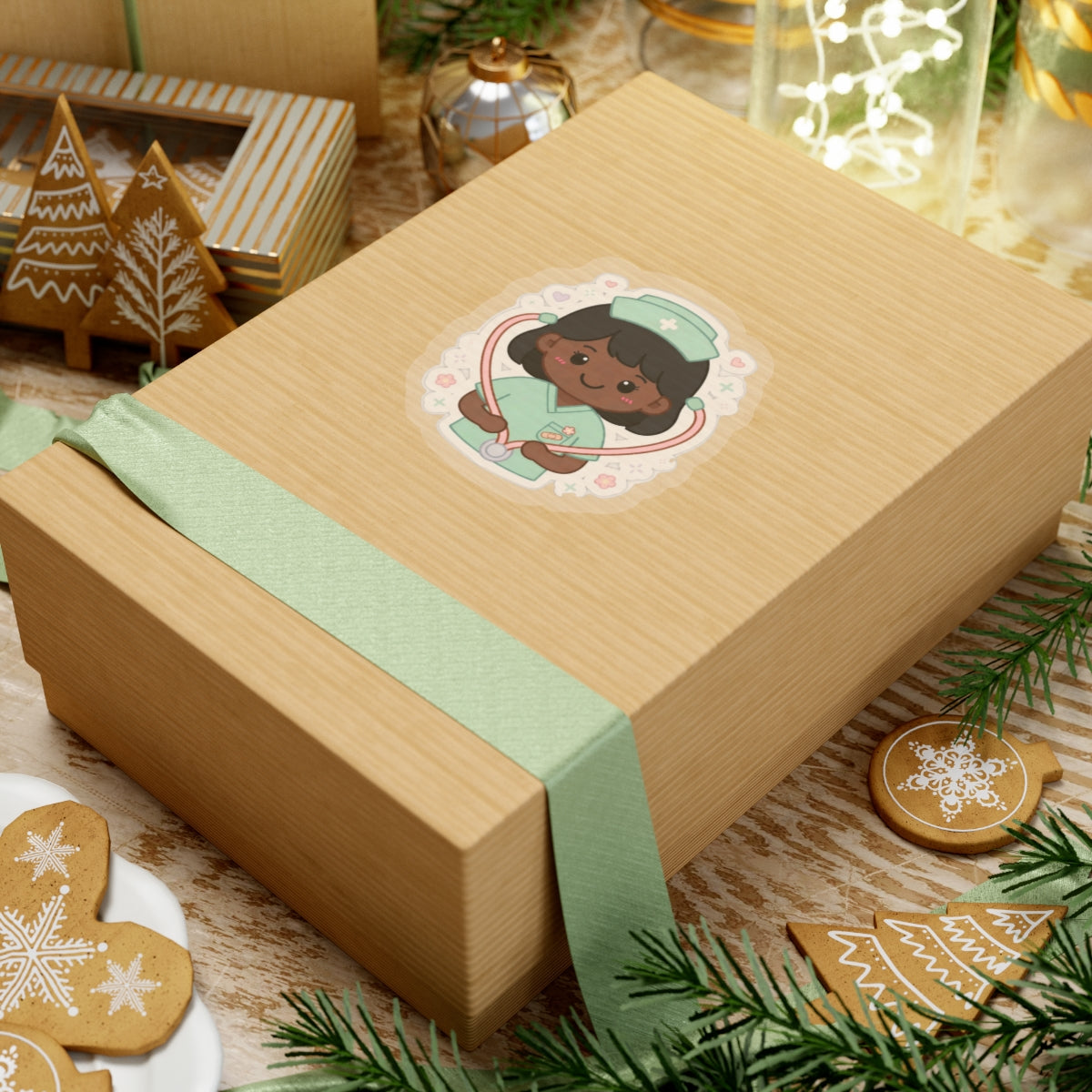 Kawaii Nurse Sticker – Black Hair / Deep Skin